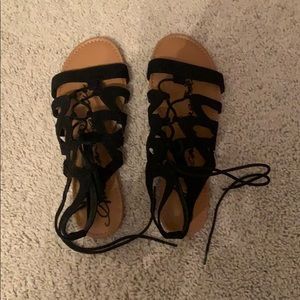 Black lace sandals